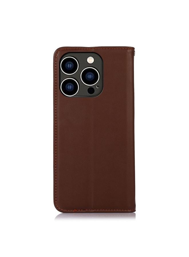 S-TOP Case For iPhone 14 Pro KHAZNEH Nappa Top Layer Cowhide Leather Phone Case - Image 3