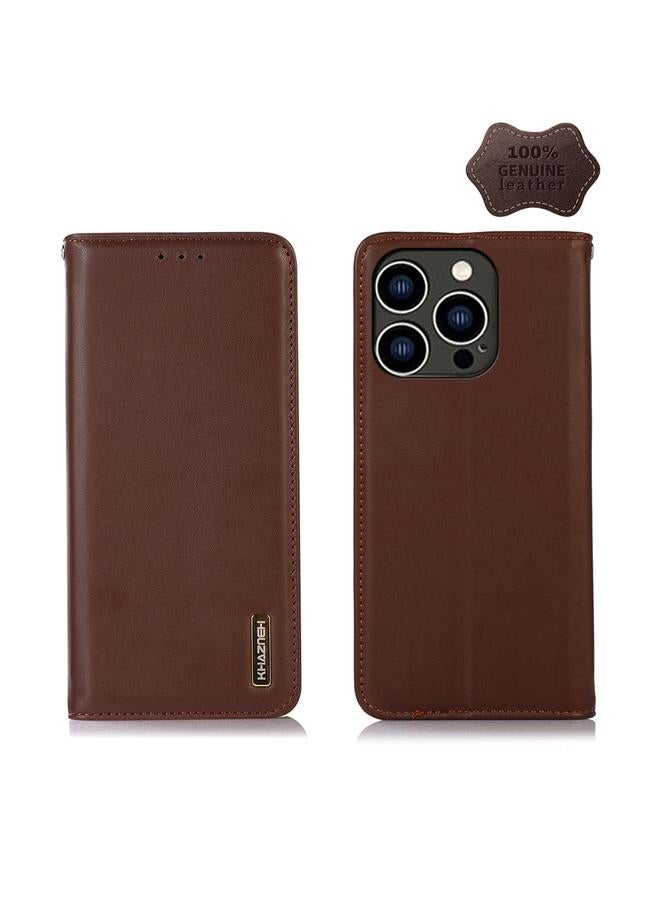 S-TOP Case For iPhone 14 Pro KHAZNEH Nappa Top Layer Cowhide Leather Phone Case - Image 1