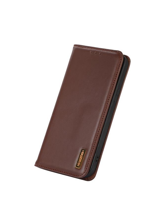 S-TOP Case For iPhone 14 Pro KHAZNEH Nappa Top Layer Cowhide Leather Phone Case - Image 4