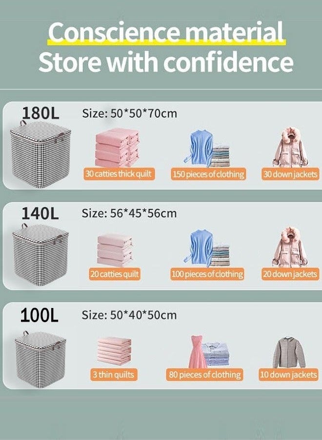 180L Large Storage Bags Clothes Storage Bins Waterproof Foldable Closet Organizers Storage Containers with Handle and Zipper for Clothing Blankets,Bedding Comforters Bed Sheets Pillows,1 Pack  - Image 2