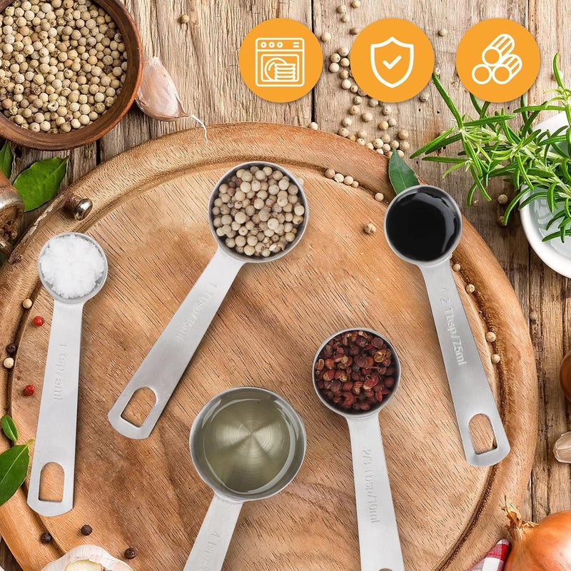 AUOIKK 6 PCS 1 Teaspoon(5 mL | 5 cc | 1 Tsp | 1/3 Tablespoon) Stainless Steel Single Measuring Spoon, Easy to Use and Easy to Wash Metal Measuring Spoons Kitchen Gadgets for Cooking & Baking - Image 5