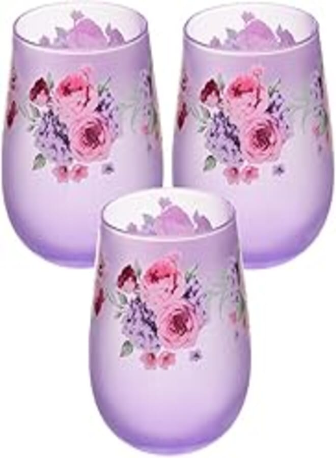 LAV TONE GAI Glass/Decala Print M 365/475 cc -16 Oz / 3 Pcs/Elegant design, Trusted Brand, Attractive shape of Sparkling Drink, Soft Drink, Smoothies, Cocktails/High Quality Materials