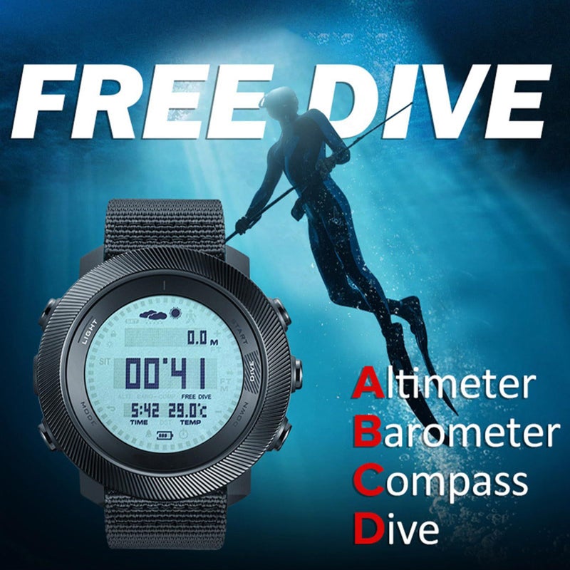 Diyeeni Diving Computer Watch 100M Waterproof Compass Altimeter Barometer World Time Stopwatch Professional Watch for Swimmers Divers Sailing Surfing Hiking Blue - Image 3