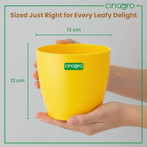 CINAGRO Round-Shape Plastic Pots/Gamla, Multicolour, Set of 3, Plastic, Stackable Design, Lightweight, Easy to Clean, Minimalistic Home Decor, Great for Leafy Plants (13 x 12cm) - Image 3