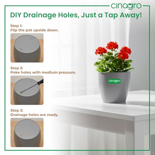 CINAGRO Round-Shape Plastic Pots/Gamla, Multicolour, Set of 3, Plastic, Stackable Design, Lightweight, Easy to Clean, Minimalistic Home Decor, Great for Leafy Plants (13 x 12cm) - Image 5