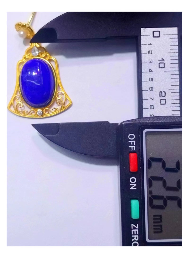 Fashion women 925 sterling silver plated by 18k gold with natural lapis lazuli gem stone earrings - Image 2