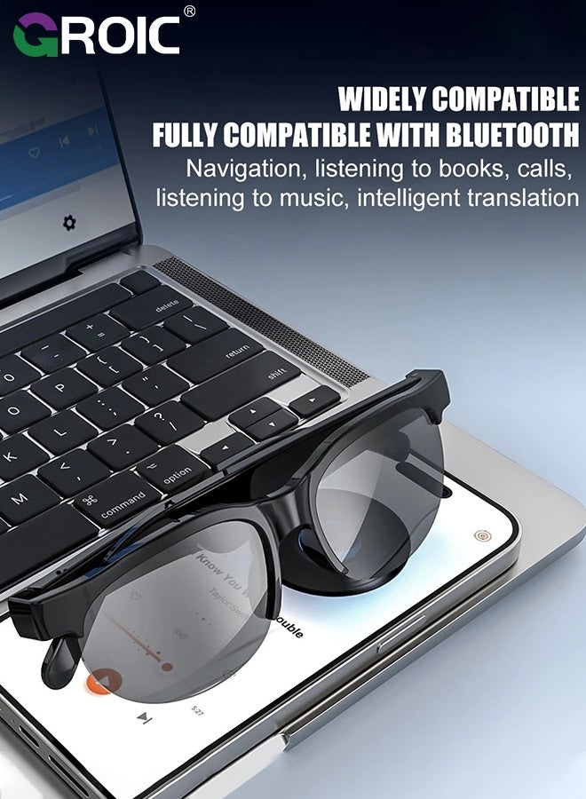 GROIC Smart Glasses, Meeting Assistant, Music and Hands-Free Calling Bluetooth Audio Glasses with Real-Time 150 Languages Translation, UV and Blue Light Protection, Sunglasses for Travel and Business - Image 5