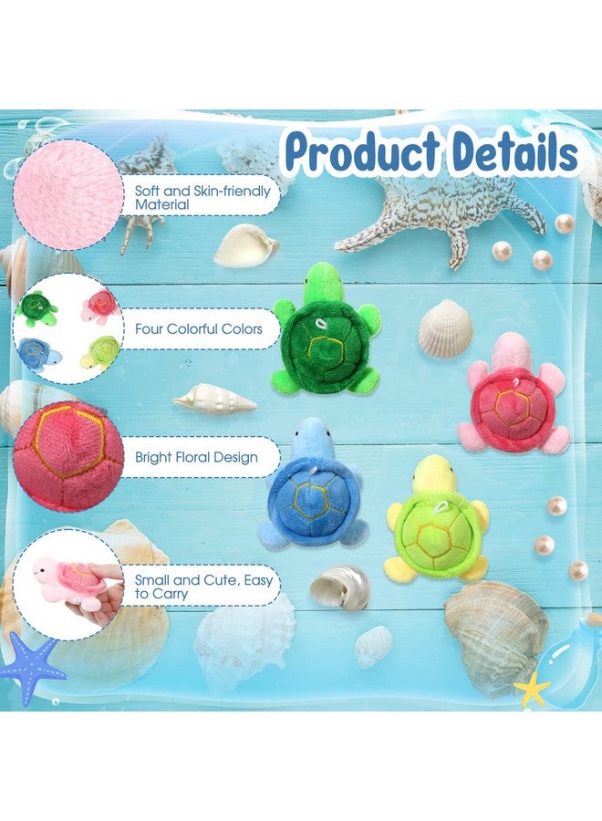Sratte 12 Pcs Mini Turtle Stuffed Toy Soft Small Sea Turtle Animal Plush Toys For Adults Birthday Party Decorations Beach Bag Gift, Pink Blue Yellow Green 3 Inch - Image 3