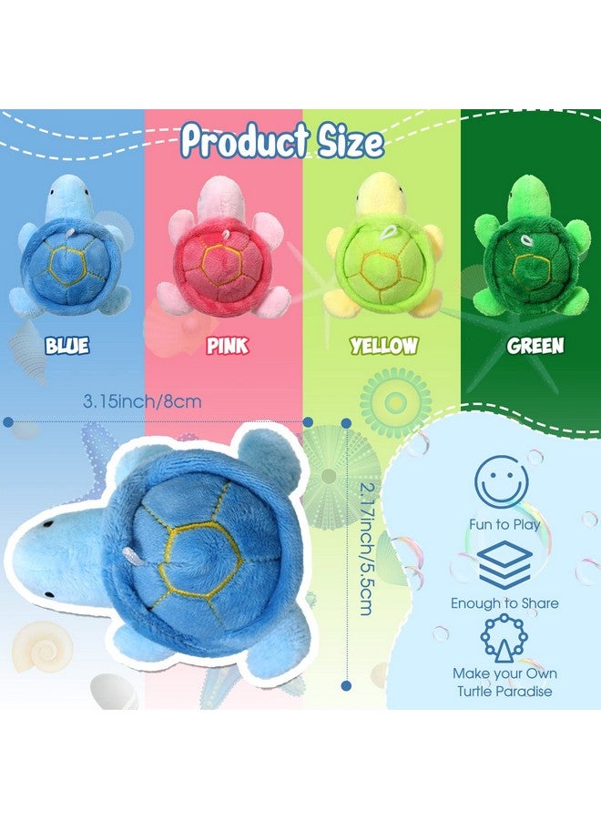 Sratte 12 Pcs Mini Turtle Stuffed Toy Soft Small Sea Turtle Animal Plush Toys For Adults Birthday Party Decorations Beach Bag Gift, Pink Blue Yellow Green 3 Inch - Image 2