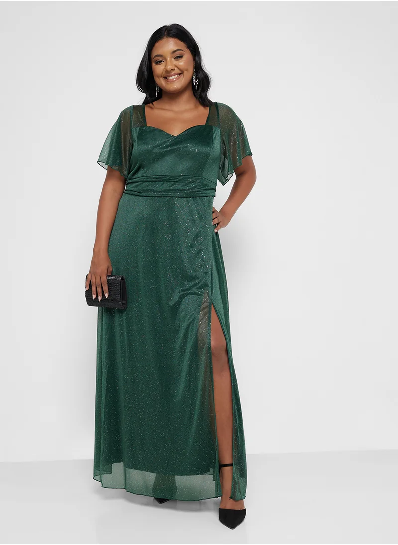 Ella Limited Curve Sweetheart Neck Shimmer Dress