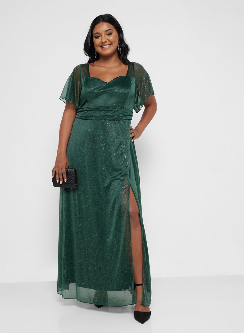 Ella Limited Curve Emerald Sparkle Dress - Image 1