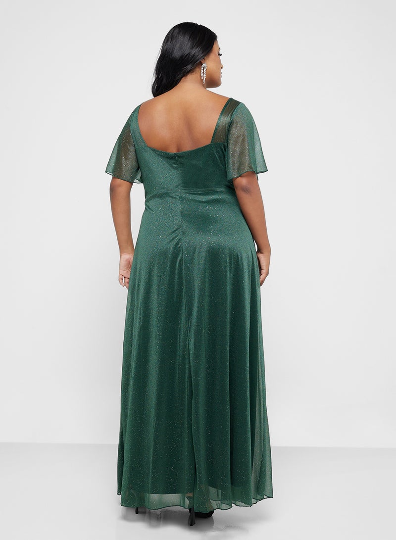 Ella Limited Curve Emerald Sparkle Dress - Image 2