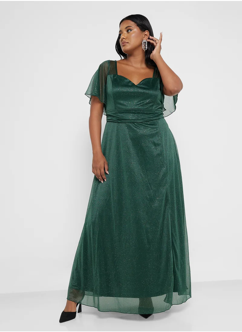 Ella Limited Curve Emerald Sparkle Dress