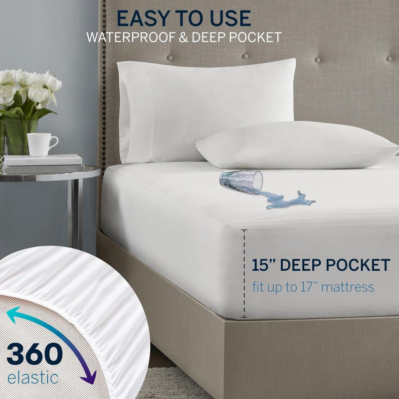 Serta Waterproof Heated Mattress Pad - Electric Bed Warmer with 10 Heat Settings, Auto Shut Off Timer, ETL Certified Electric Mattress Pad, Elastic Deep Pocket, Machine Washable, White Queen - Image 4