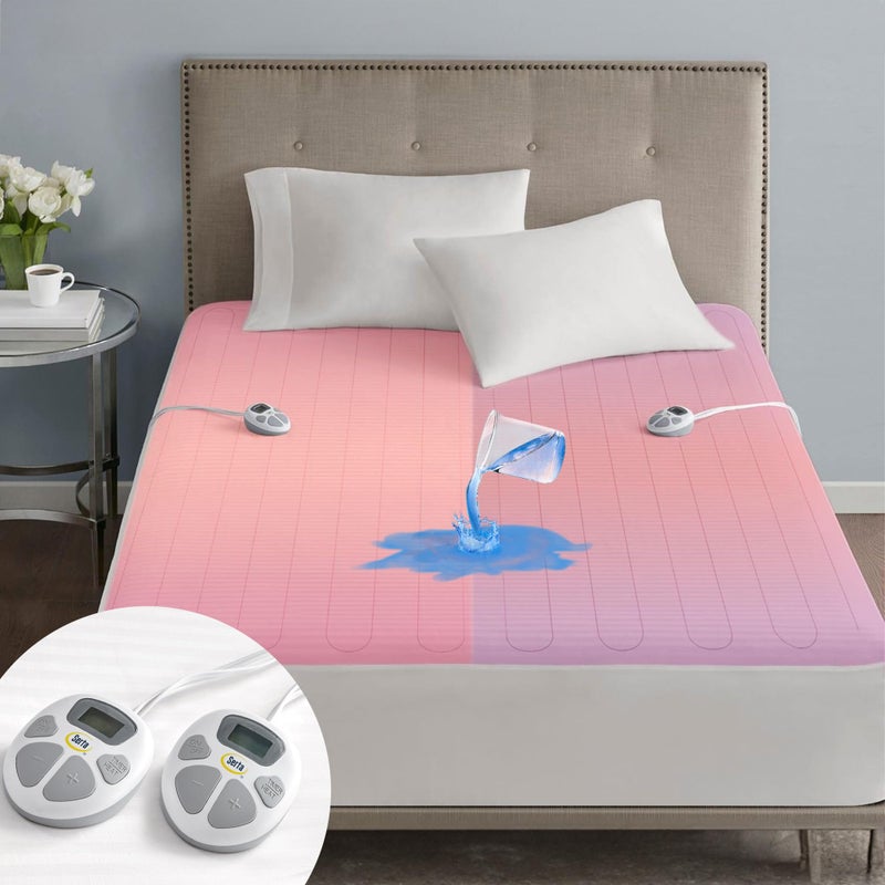 Serta Waterproof Heated Mattress Pad - Electric Bed Warmer with 10 Heat Settings, Auto Shut Off Timer, ETL Certified Electric Mattress Pad, Elastic Deep Pocket, Machine Washable, White Queen - Image 1