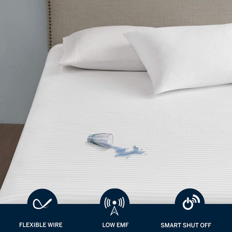 Serta Waterproof Heated Mattress Pad - Electric Bed Warmer with 10 Heat Settings, Auto Shut Off Timer, ETL Certified Electric Mattress Pad, Elastic Deep Pocket, Machine Washable, White Queen - Image 3