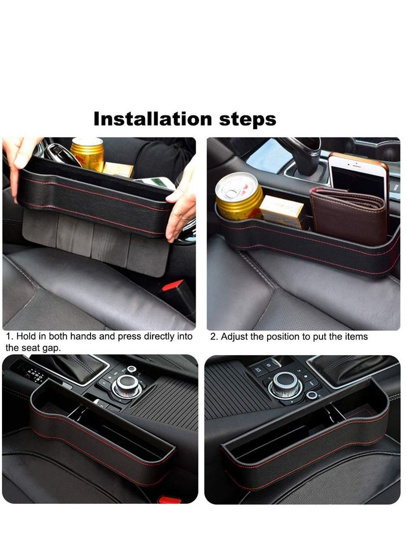 SYOSI Car Seat Gap Filler Organizer Between Front seat car Organizer and Storage Box Auto Premium PU Leather Console with Cup Holder Car Pocket for Interior Essentials - Image 2
