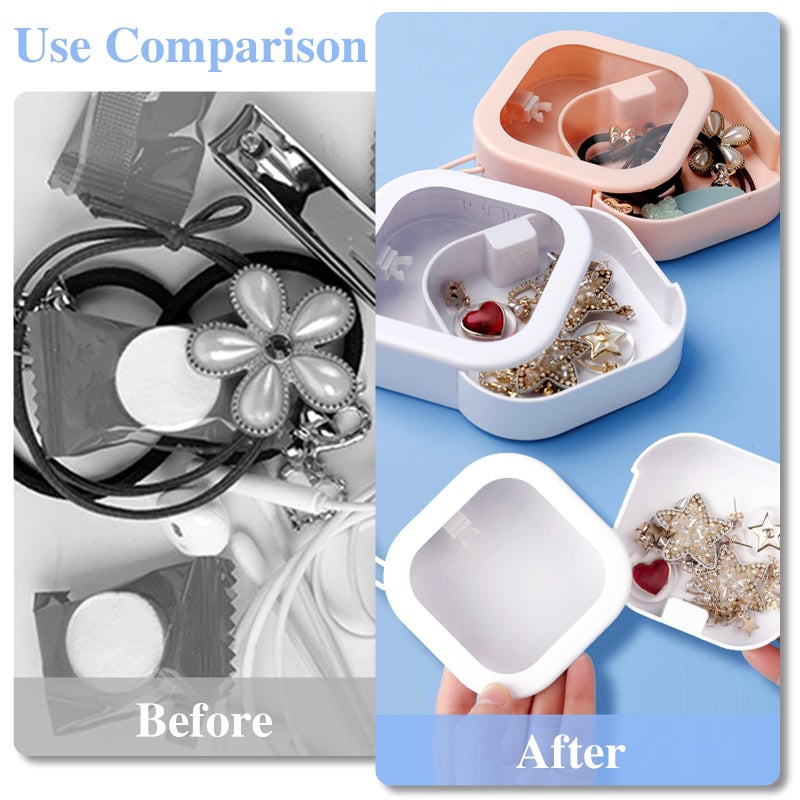 Prudiut 2Pcs Hair Tie Organizer, Hair Tie Holder Clip Organizer for Baby Teen Girl Women, Portable Hanging Small Items Desktop Travel Storage Box(Pink and White) - Image 5