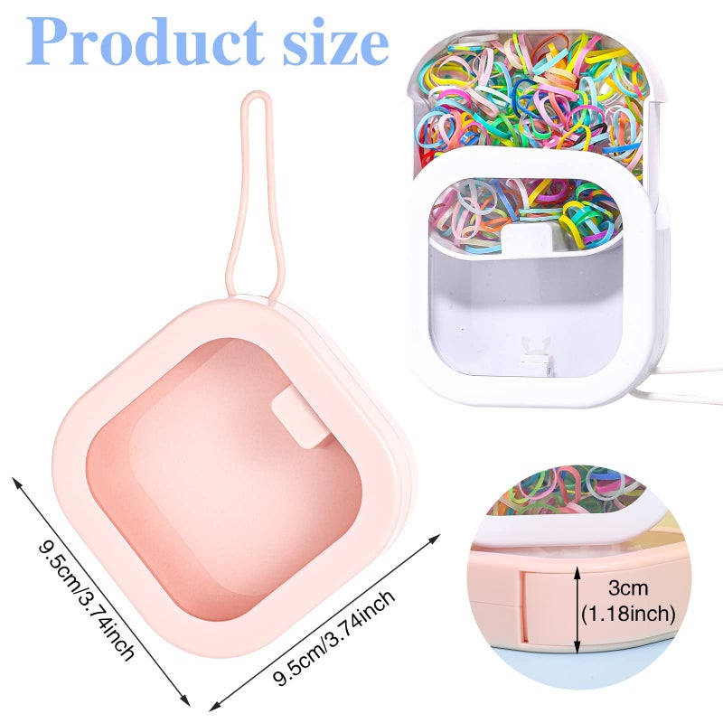 Prudiut 2Pcs Hair Tie Organizer, Hair Tie Holder Clip Organizer for Baby Teen Girl Women, Portable Hanging Small Items Desktop Travel Storage Box(Pink and White) - Image 2