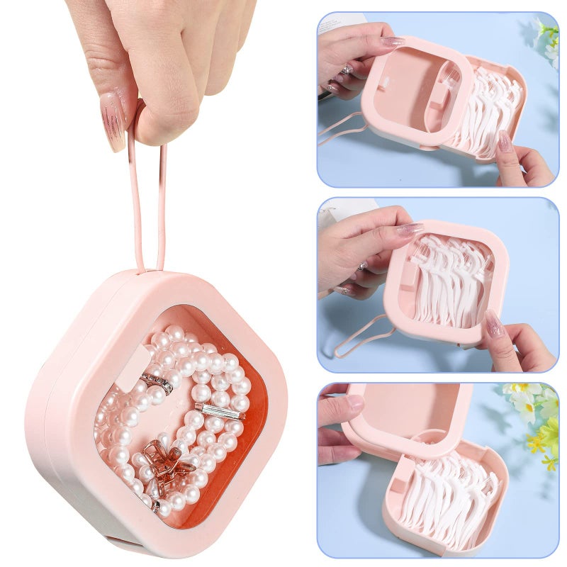 Prudiut 2Pcs Hair Tie Organizer, Hair Tie Holder Clip Organizer for Baby Teen Girl Women, Portable Hanging Small Items Desktop Travel Storage Box(Pink and White) - Image 3
