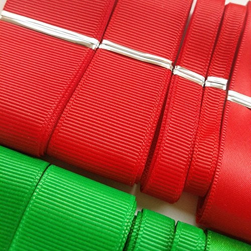 Chenkou Craft DIY Crafts Polyester Ribbon Floral Arrangement, Bouquet, 20Yards 5 Sizes Merry Christmas Santa Polyester Grosgrain Green & Red Ribbon Craft Gift Doll (Assorted red and Green Santa Ribbons) - Image 2