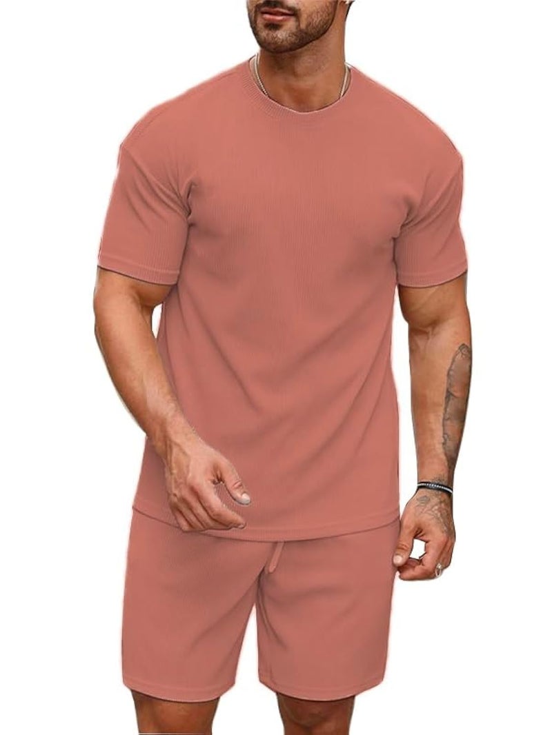 SMOWKLY Men's Premium Hosiery Cotton Blend Pyjama Set || Stylish Round Neck T-Shirt and Shorts || Casual Night Suit Wear Set for Man (1426_MTNS_BG_S) - Image 1