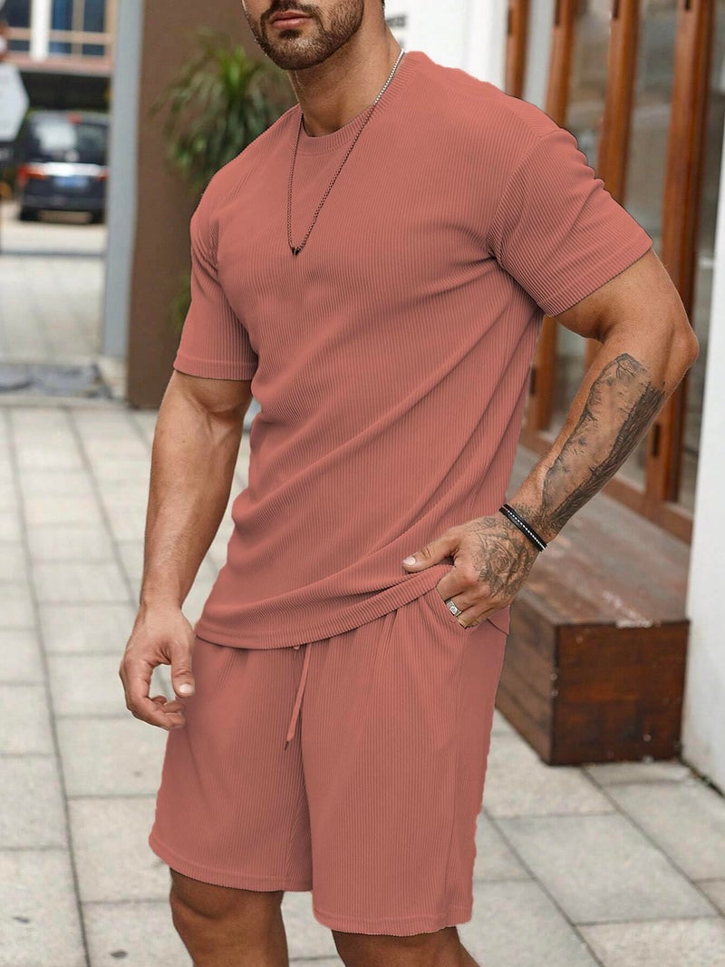 SMOWKLY Men's Premium Hosiery Cotton Blend Pyjama Set || Stylish Round Neck T-Shirt and Shorts || Casual Night Suit Wear Set for Man (1426_MTNS_BG_S) - Image 3