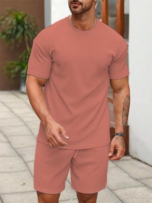 SMOWKLY Men's Premium Hosiery Cotton Blend Pyjama Set || Stylish Round Neck T-Shirt and Shorts || Casual Night Suit Wear Set for Man (1426_MTNS_BG_S) - Image 4