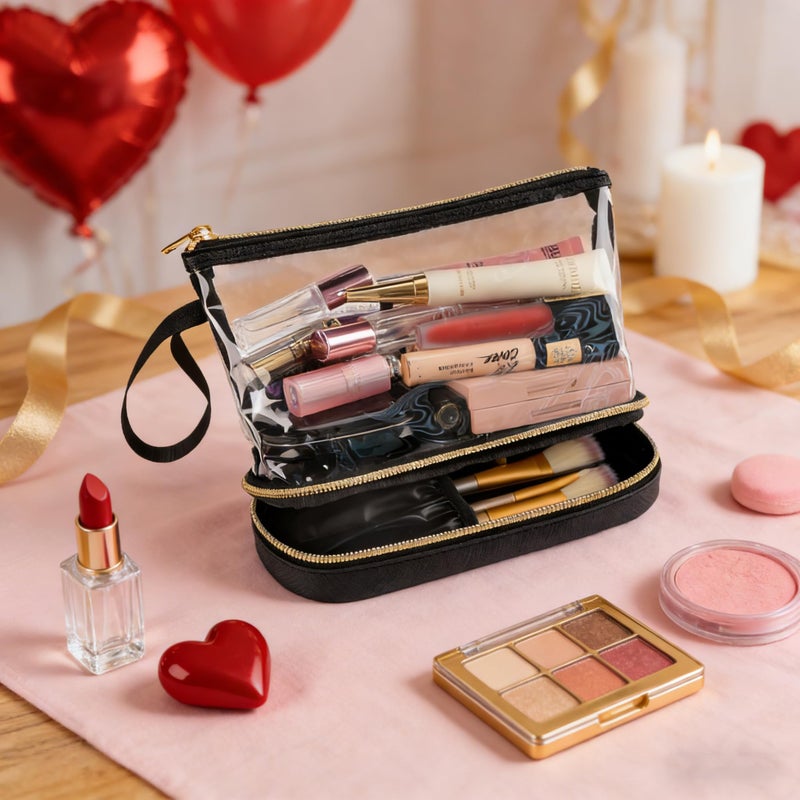 Ethereal Travel Makeup Bag, Clear Cosmetic Bag Make Up Organizer TSA Approved Toiletry Bag, Waterproof Pouch for Women Purse for Toiletries Accessories Brushes - Image 2