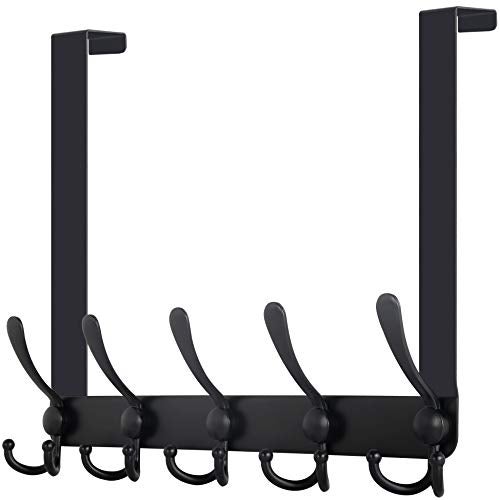 WEBI Over The Door Hooks,Over The Door Towel Rack,Door Hooks for Hanging,Door Coat Hanger Door Coat Rack for Towels,Clothes,Bathroom,Black - Image 1