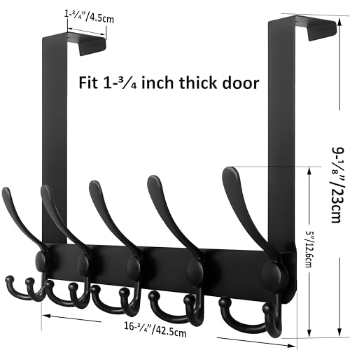 WEBI Over The Door Hooks,Over The Door Towel Rack,Door Hooks for Hanging,Door Coat Hanger Door Coat Rack for Towels,Clothes,Bathroom,Black - Image 5