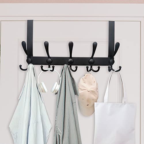 WEBI Over The Door Hooks,Over The Door Towel Rack,Door Hooks for Hanging,Door Coat Hanger Door Coat Rack for Towels,Clothes,Bathroom,Black - Image 2