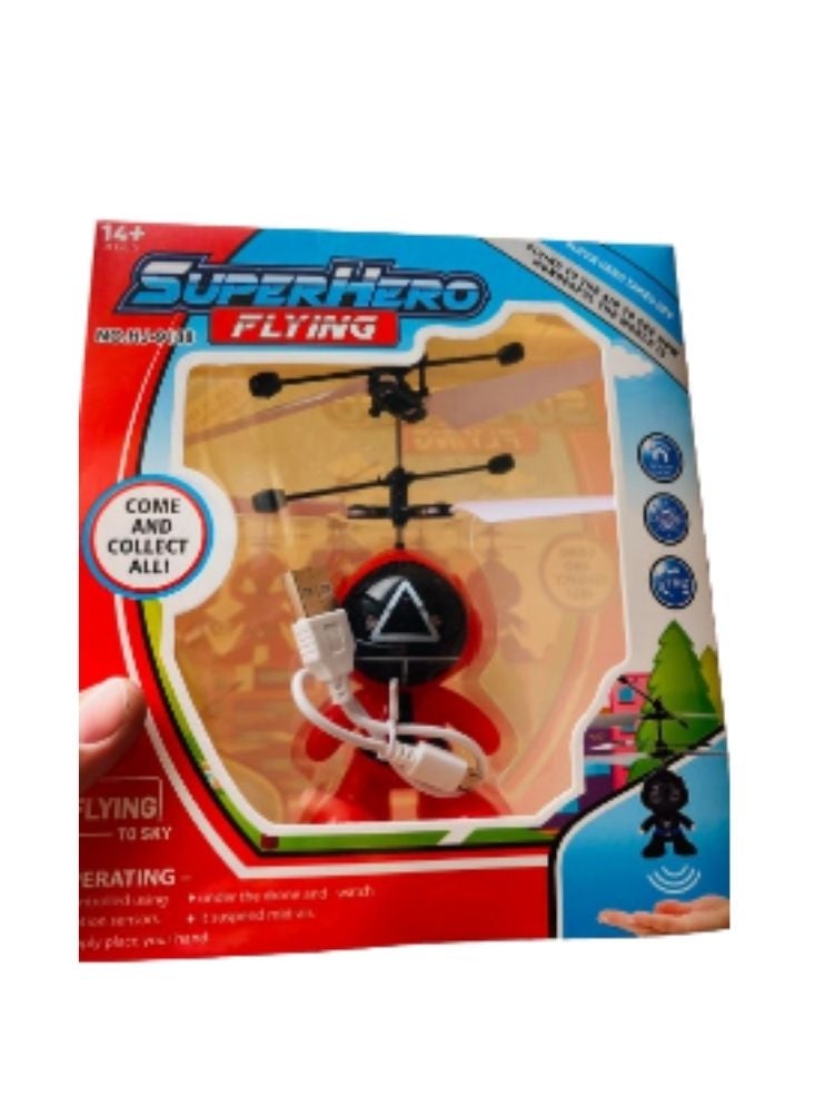 Flying Superhero Induction Toy – Rechargeable Sensor Helicopter Figure with USB Cable for Kids