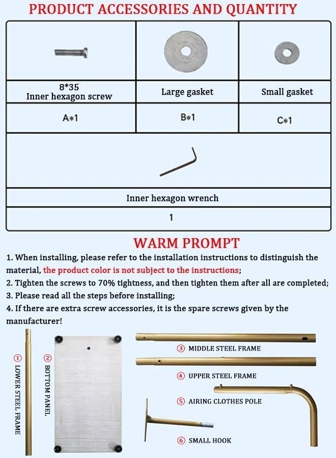 شو وو حاملات معاطف ذهبية، حاملات معاطف معدنية قائمة بذاتها مع عارضة و3 خطافات، شماعة ملابس عصرية بقاعدة رخامية، حامل معاطف على شكل حرف L للمدخل وغرفة النوم وغرفة المعيشة والمكتب. - Image 3