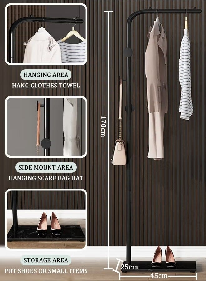 شو وو حامل معاطف معدني مع قاعدة من الرخام الطبيعي، متين وسهل التنظيف، قائم بذاته، مناسب للردهة، غرفة المعيشة، غرفة النوم، المكتب، والحمام. - Image 3