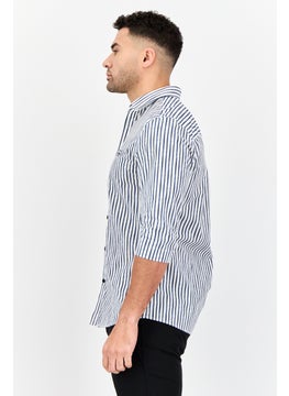 SELECTED Men Regular Fit Stripe Three Quarter Sleeves Casual Shirt, Multicolor  - Image 3