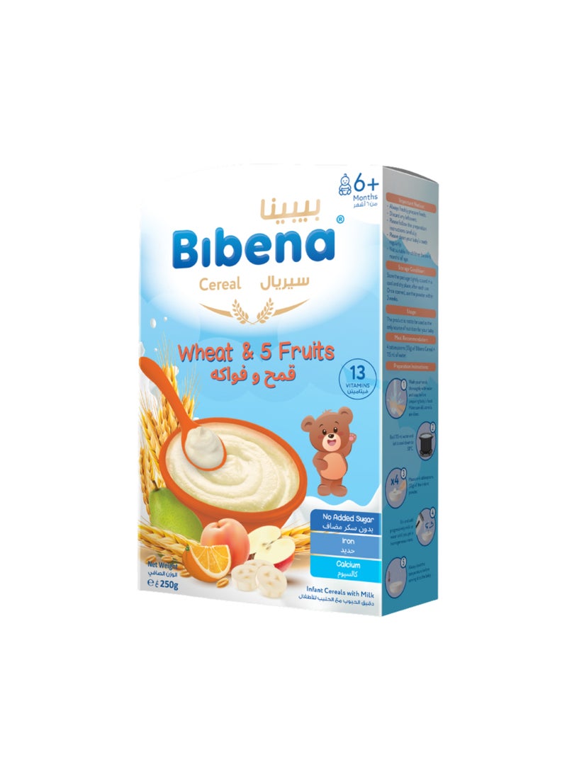 Bibena Wheat and 5 Fruits with Milk Zero Sugar Cereal 250g - Image 1