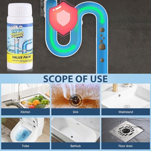 VOKSODHCK 4PCS Wild Tornado Pipe Dredge, Powerful Sink and Drain Cleaner Powder, Pipeline Dredging Agent for Kitchen & Bathroom Portable Powder Cleaning Tool - Image 4