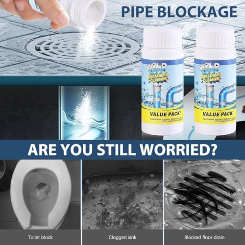 VOKSODHCK 4PCS Wild Tornado Pipe Dredge, Powerful Sink and Drain Cleaner Powder, Pipeline Dredging Agent for Kitchen & Bathroom Portable Powder Cleaning Tool - Image 5