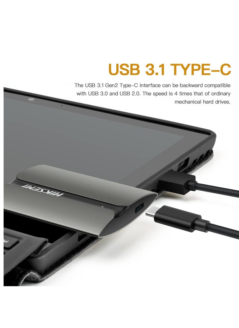 HIKSEMI T300S 1 تيرابايت SSD خارجي محمول سرعة قراءة تصل إلى 560 ميجابايت/ثانية، USB 3.1/النوع C، محركات الأقراص الصلبة الخارجية