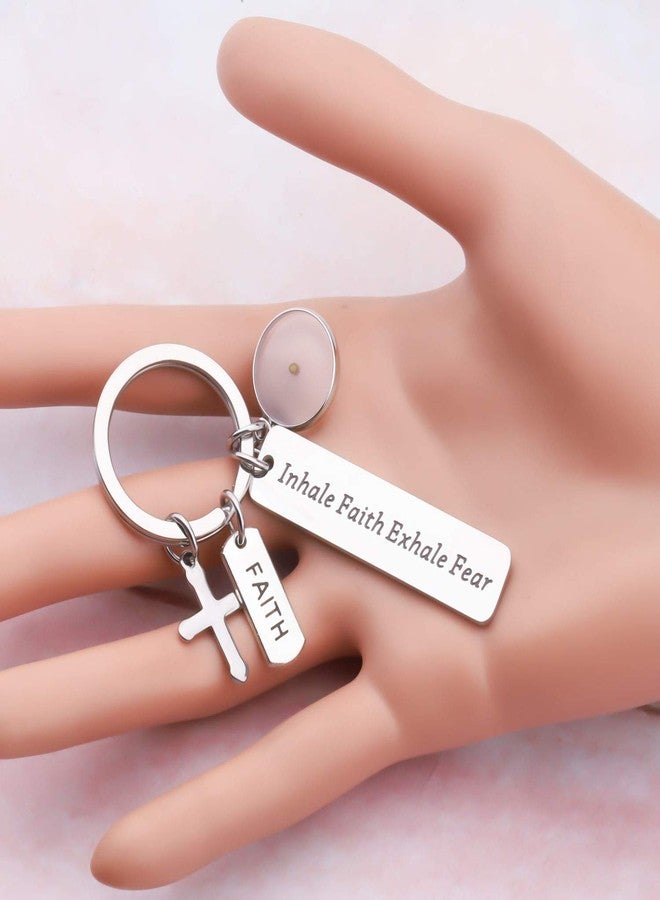 HOLLP Faith Religious Jewelry Mustard Seed Gift Inhale Faith Exhale Fear Keychain with Cross Charm Motivational Christian Gift Christian Jewelry (Keychain) - Image 5