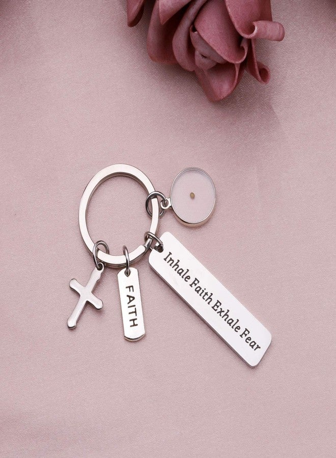 HOLLP Faith Religious Jewelry Mustard Seed Gift Inhale Faith Exhale Fear Keychain with Cross Charm Motivational Christian Gift Christian Jewelry (Keychain) - Image 4