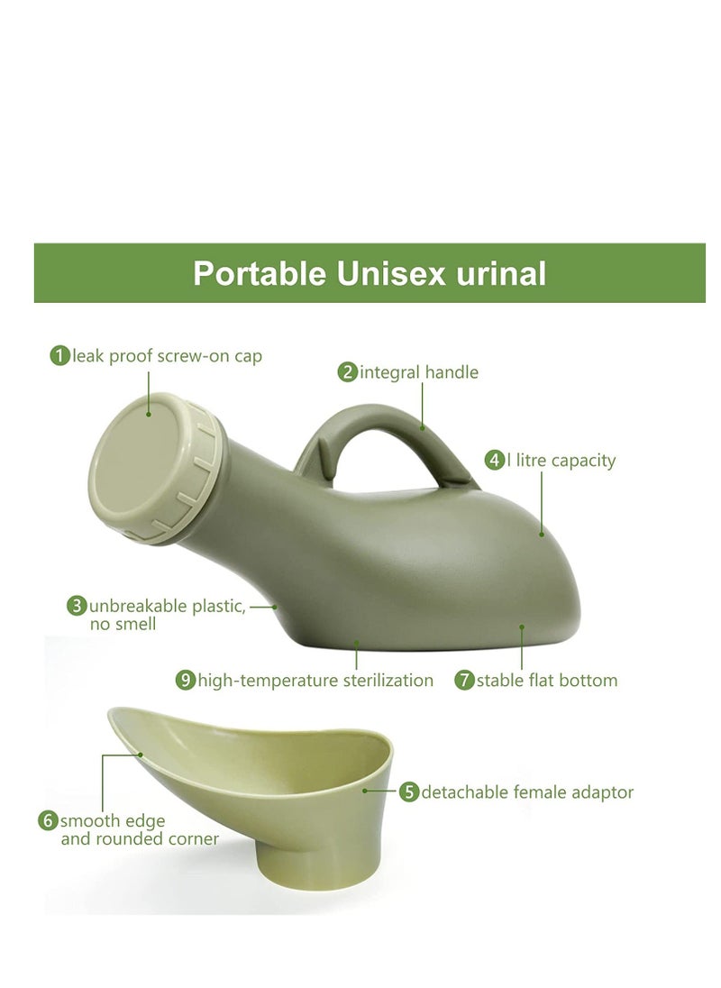 Y&D - Urine Bottle Spill Proof Unisex Portable Women Mens Urinals Screw Top Lid Pee Female Funnel Bottles Container Plastic Bed Pan Car Travel Toilet 1000ml Adult Kids Potty Night Wee Pot WC for Male - Image 1