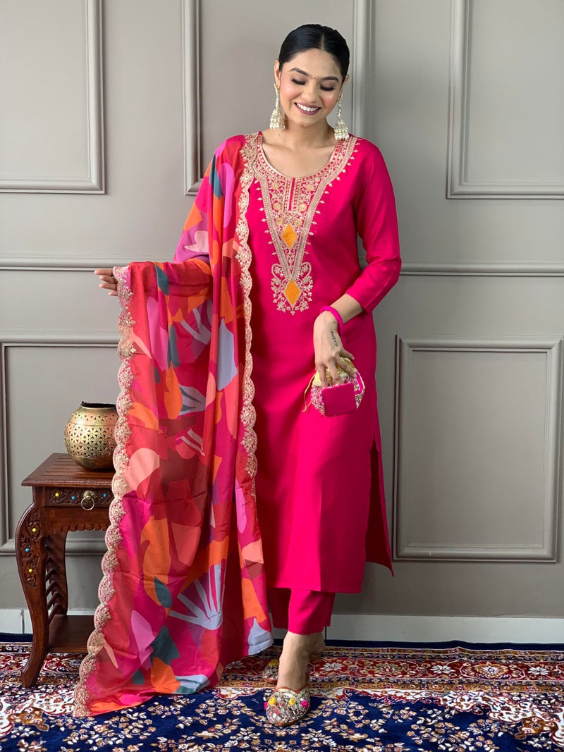 YASHIKA Crepe Kurta Sets Woman red Cotton Set Women House pataudi Men Wedding Anarkali Branded Sleeveless farsi Salwar - Image 3