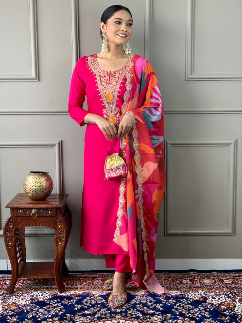 YASHIKA Crepe Kurta Sets Woman red Cotton Set Women House pataudi Men Wedding Anarkali Branded Sleeveless farsi Salwar - Image 2