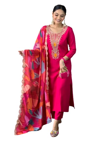 YASHIKA Crepe Kurta Sets Woman red Cotton Set Women House pataudi Men Wedding Anarkali Branded Sleeveless farsi Salwar - Image 1