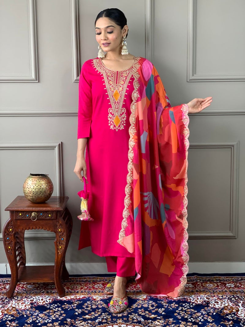 YASHIKA Crepe Kurta Sets Woman red Cotton Set Women House pataudi Men Wedding Anarkali Branded Sleeveless farsi Salwar - Image 4