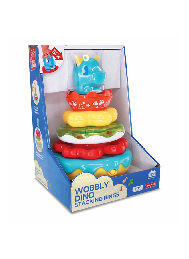 Happy Kids Little Learners Wobbly Dino Stacking Rings - Electronic Rings, Wobbly Base, Sing Along, 12M+ - Image 1