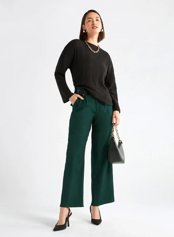 Splash FAV Ribbed High Neck Sweater with Long Sleeves