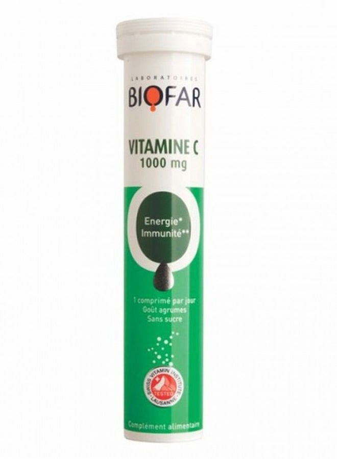 Biofar فيتامين سي الحيوي 1000 ملغ أقراص فوارة للطاقة والمناعة، بنكهة الحمضيات، عبوة من 20 حبة - Image 1